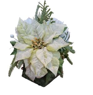 Christmas Floral Arrangement Flower Decor Woven Handled Basket Centerpiece